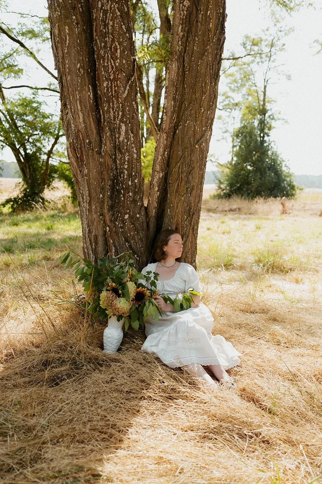 Dakotah gathering flowers in a field